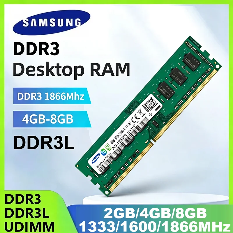 SAMSUNG Memory Desktop Ram DDR3 DDR3L UDIMM Ram 2GB 4GB 8GB Desktops Memoria 1866MHz 1600MHz 1333MHz 1066MHz 1.35V/1.5V RAM PC3