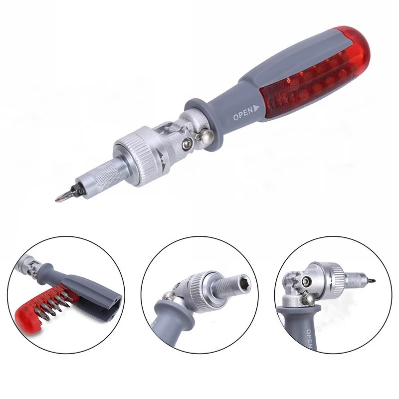 Precision Ratchet Screwdriver Bit Set Magnetic Screwdrivers Kit 1/4 Inch Inside Hexagon Adjustable Angle Household Repair Tools