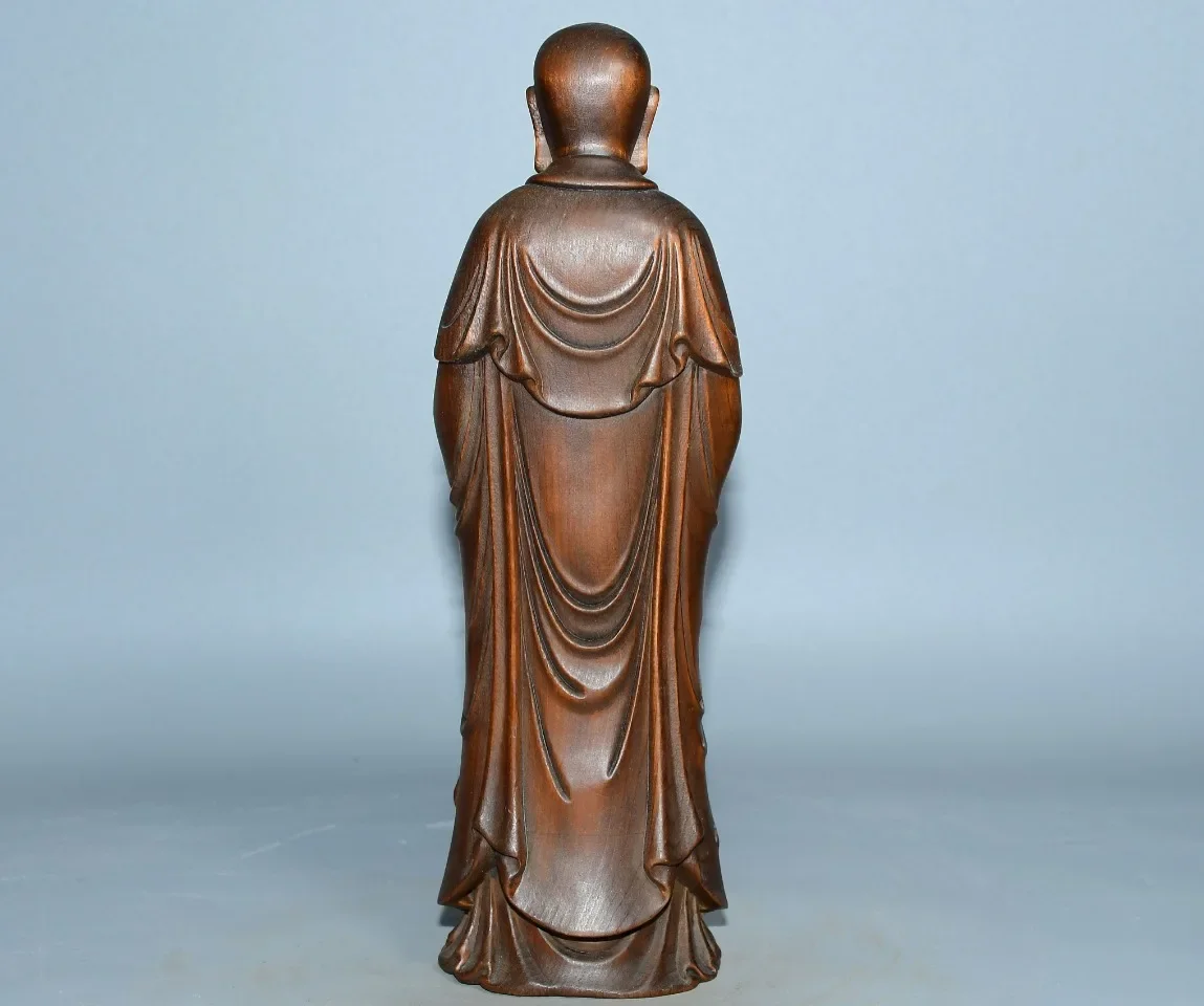 

9"Tibetan Temple Collection Old Boxwood Ksitigarbha Bodhisattva Station Buddha Amitabha Buddha Worship Hall Town house