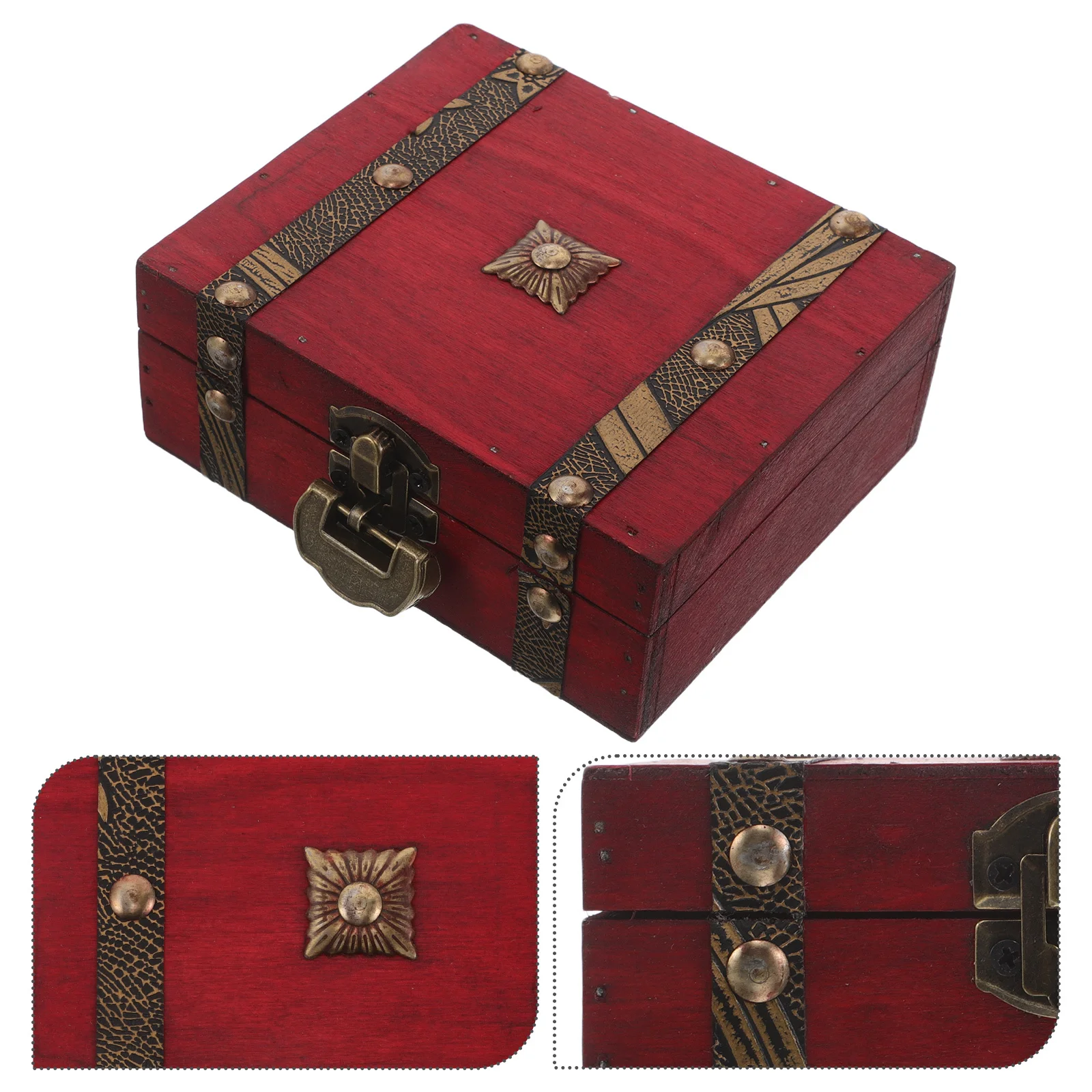 

Vintage Jewelry Box With Lock Distressed Wooden Trunk For Ring Earrings Storage Decorative Keepsake Chest Rustic Home Decor
