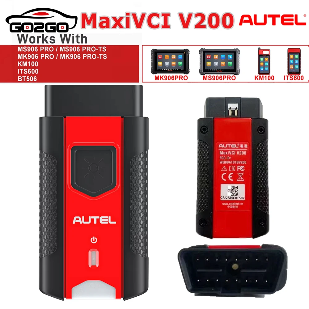 Autel MaxiVCI V200 Bluetooth Connector, Vehicle Communication Interface, Support CAN FD, Compatible with Autel KM100 / MS906Pro