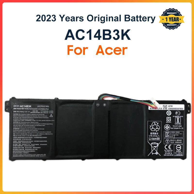 

Аккумулятор для ноутбука AC14B3K для Acer Aspire R5-571T R5-571TG S14 CB3-511 Swift 3 SF314-51 R 11 R3-131T S14 15,2 V 3220mAh