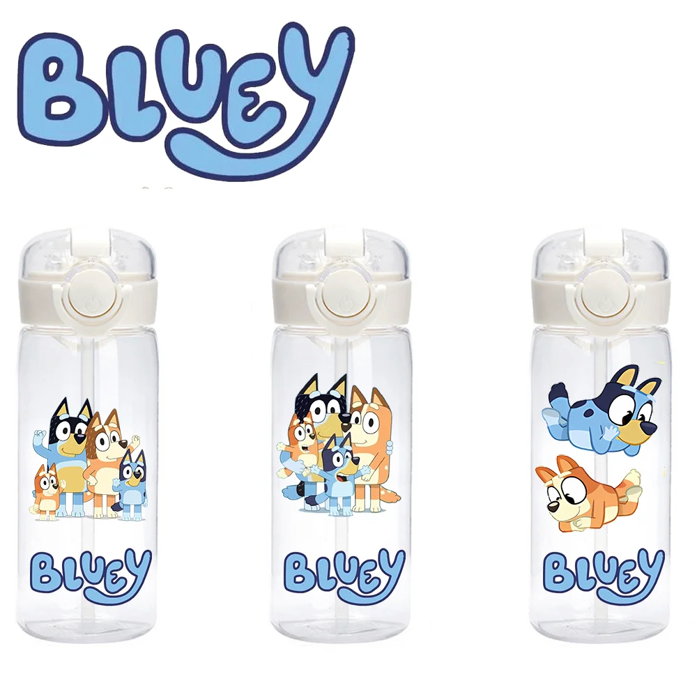 400 Cartoon Animation Bluey Portable Flip-top Water Cup Drinking Bottle Children Gift Bluey Christine Heeler Bingo Heeler