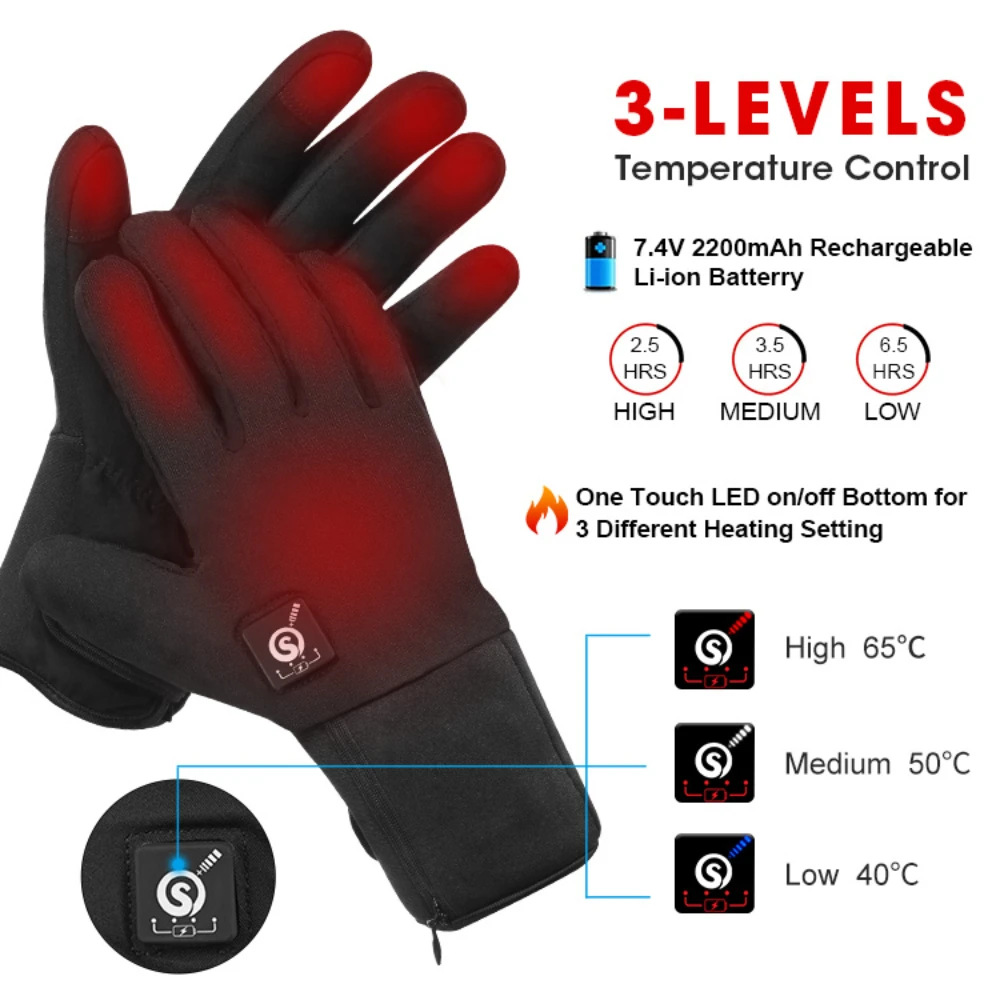 Savior Heat Winter Ski Heated Gloves Hand Warm Rechargeable Eelctric Battery for Men Women Keep Heating Outdoor Sports Gloves