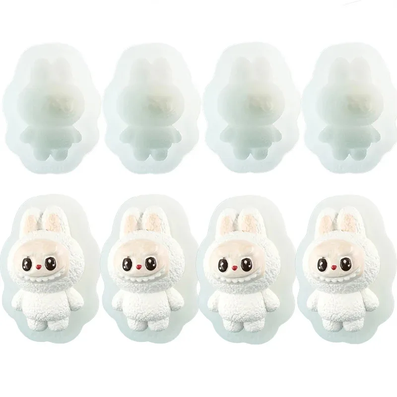 لطيف ثلاثية الأبعاد Labubu سيليكون Sugarcraft قالب الروائح الجص الصابون قالب شمع لتقوم بها بنفسك قالب الصابون لتقوم بها بنفسك Labubu دمية اليدوية الديكور