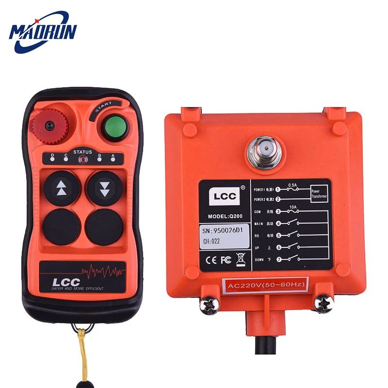 

Q200/Q202 Industrial wireless remote control 2-button driving miniature electric hoist motor crane