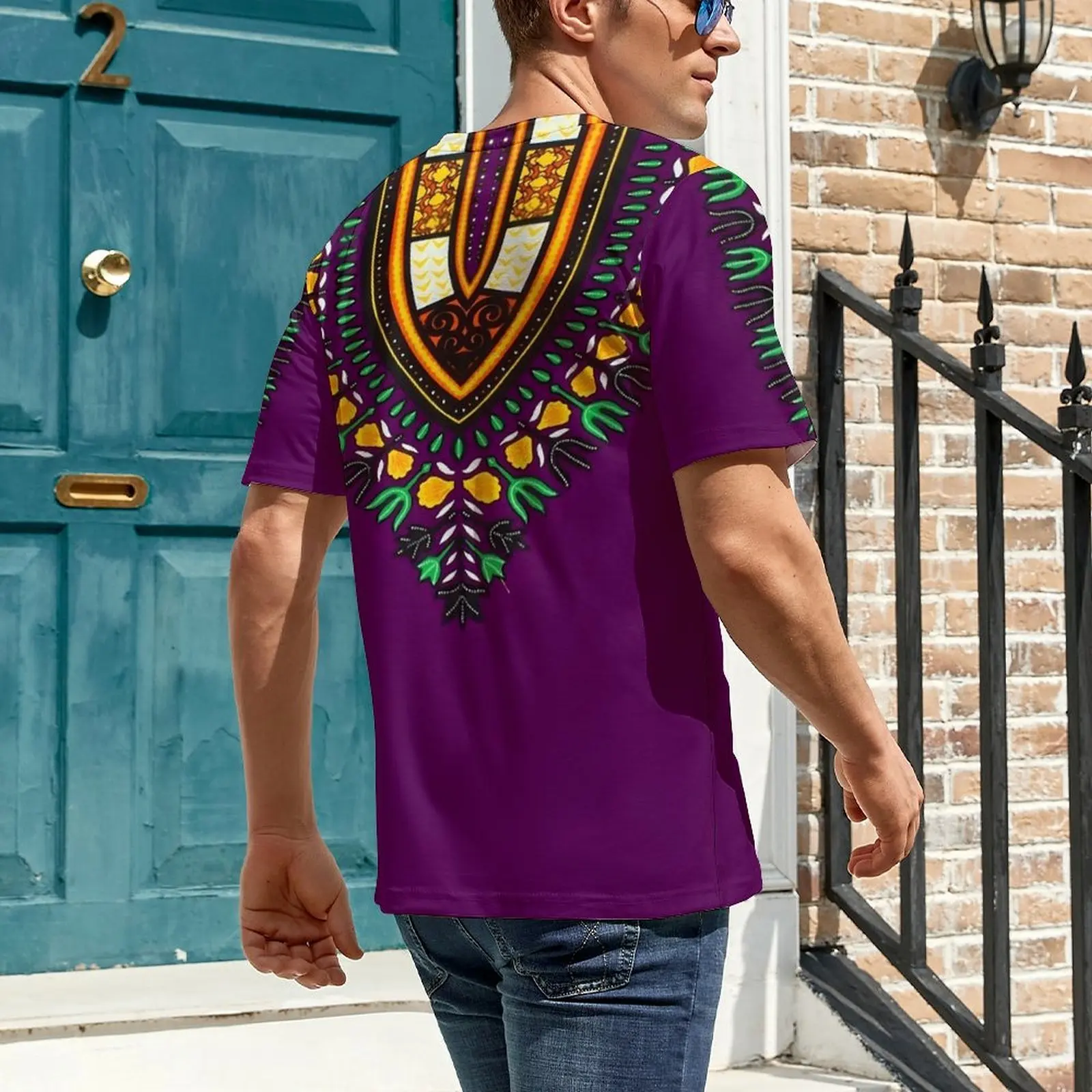 Dashiki Print T-Shirt For Man Vintage African Graphic O Neck T-Shirts Summer Vintage Tops Short Sleeve Basic Plus Size Tees Gift