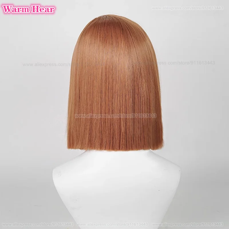 Peluca sintética de Cosplay Kugisaki Nobara para mujer, pelo de fiesta resistente al calor, Bob marrón corto, 30cm