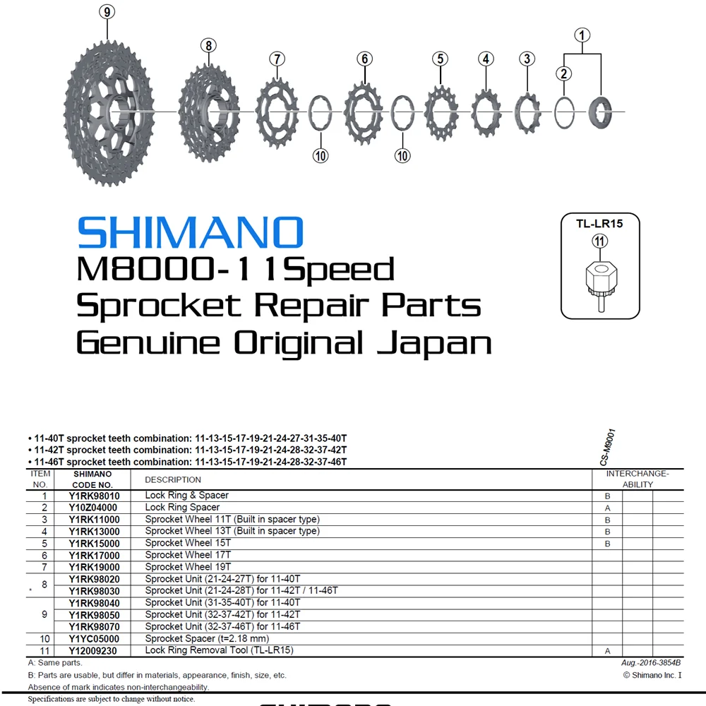 Genuine Shimano M8000 11Speed XT/Ultegra CS-M8000/HG800 11T/13T/15T/17T/19T Cog Sprocket Wheel Freewheel