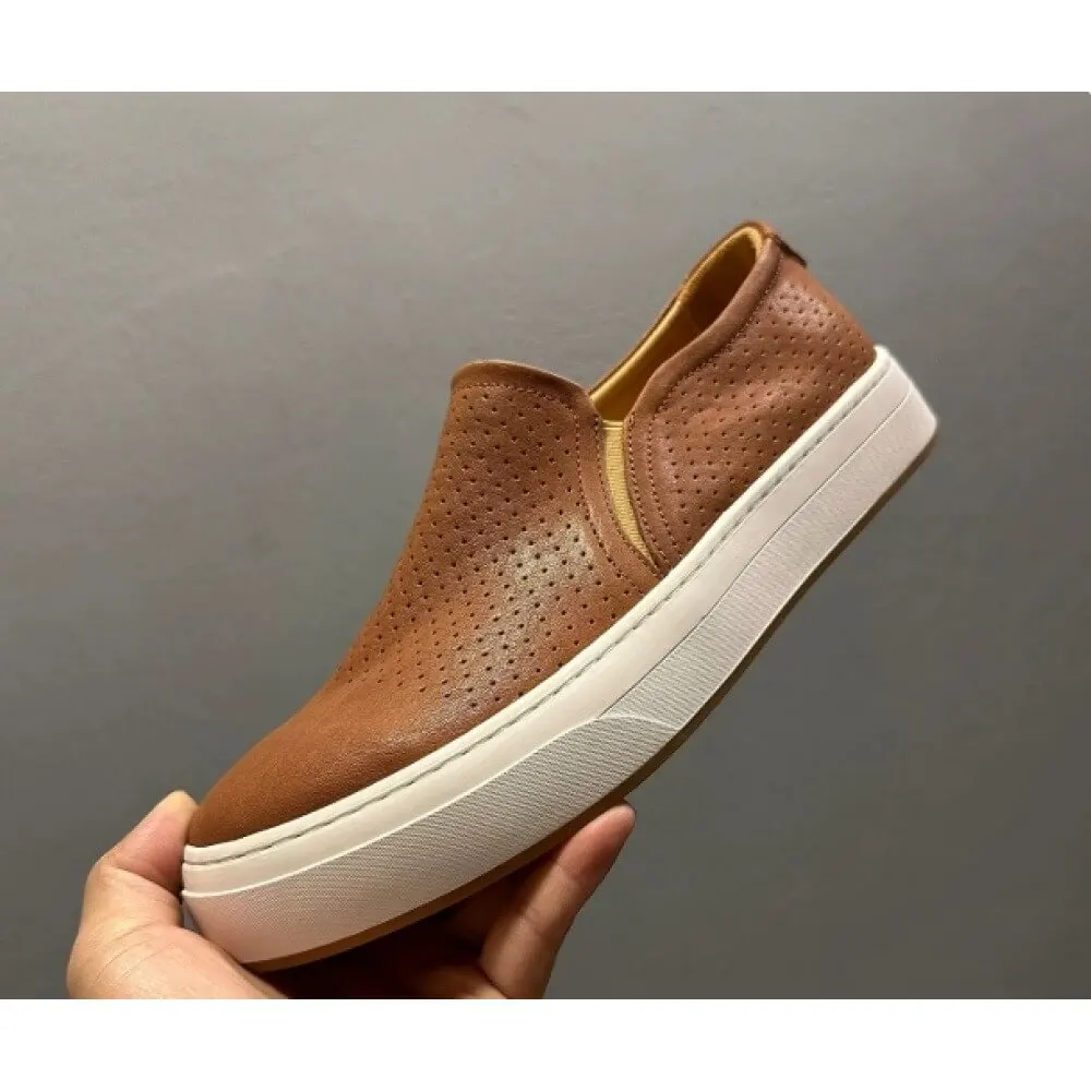 Luxury Cognac Leather Breathable Loafers – All-Day Comfort, Versatile Smart-Casual Wear