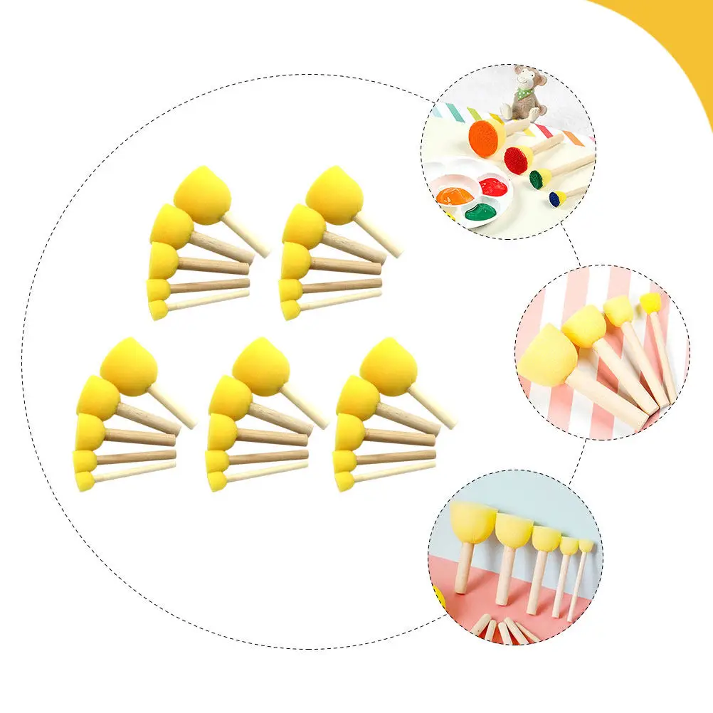 5Sets Kids Painting Sponge Stamp DIY Craft Drawing Tools Preschool Educational Ergonomic Handle Lightweight Safe for Children