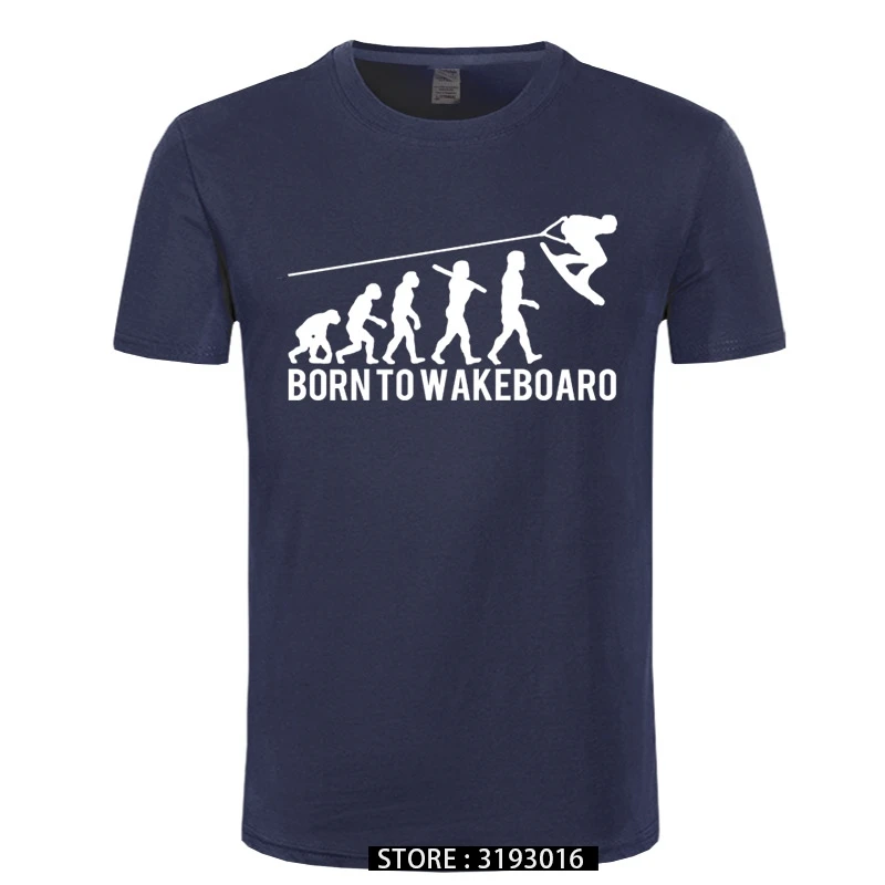 Born To Wakeboard Evolution Tee Shirt Male Geek Couple T-shirts Print T-shirt Men's Summer Casual Cotton Short Sleeve T Shirt