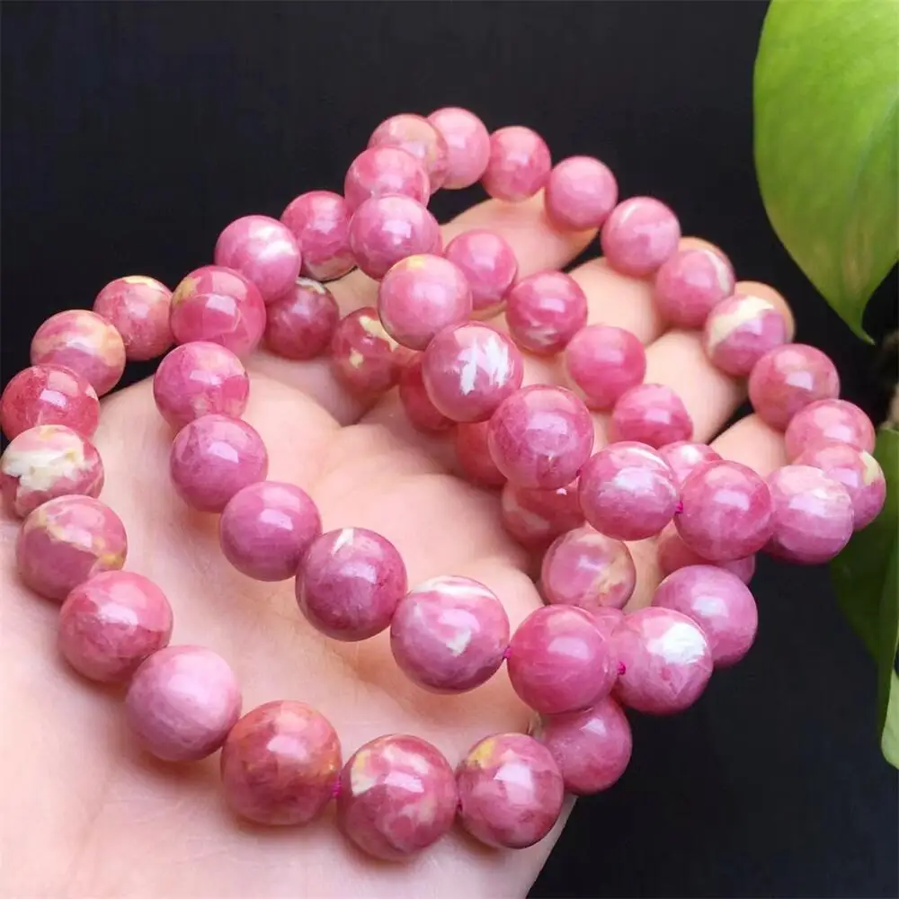 10MM Natural Gold Rhodonite Bracelet Women Charms Yoga Meditation Amulet Strand Bangles Vintage Jewelry Gift 1pcs