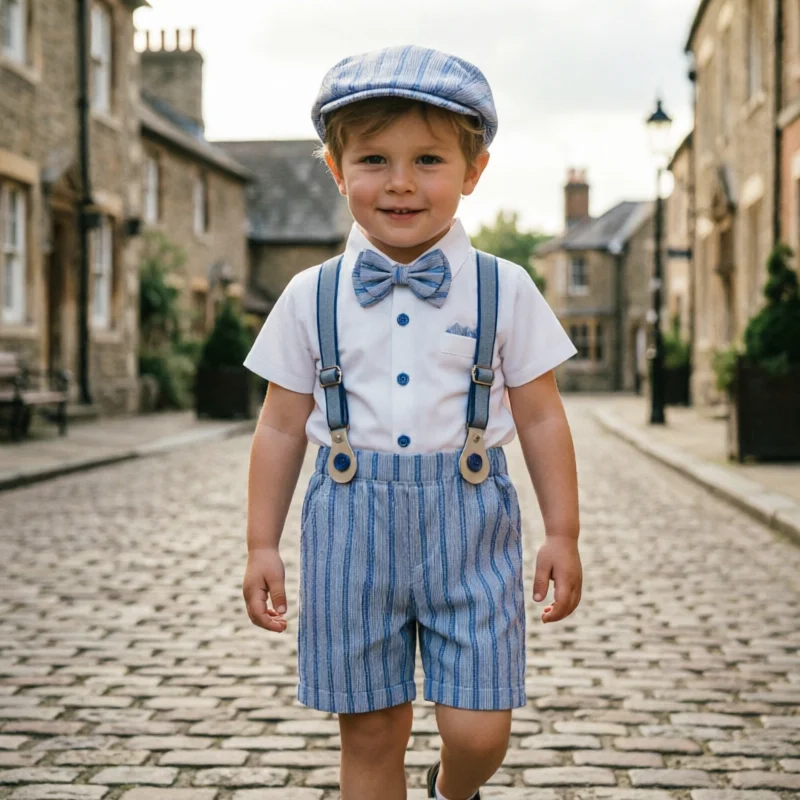 Gentleman Formal  Baby Boy Sets 3Pcs Outfits Short Sleeve Bodysuit Shorts Hat Set Infant Toddler Party Wedding Birthday Dress
