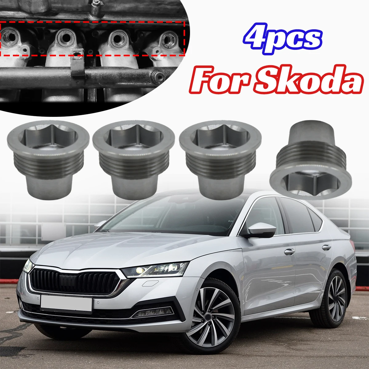 

4pc/set Upgrade Aluminum Fuel Injector Insert Cup Seat for Skoda Octavia 1U 1997-2011 Saloon Estate 1.8T Car Spare Parts Control