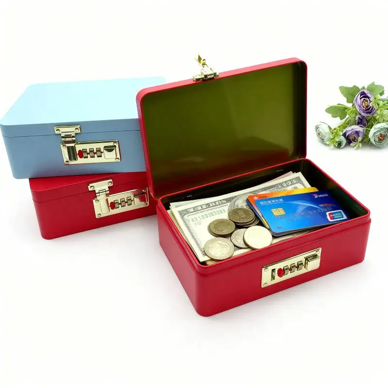 1Pcs Piggy Bank Organizer With Lock Iron Box Password Lock Money Saving Coin Box Treasure Box For Cash Dollars Cents Kid Gift