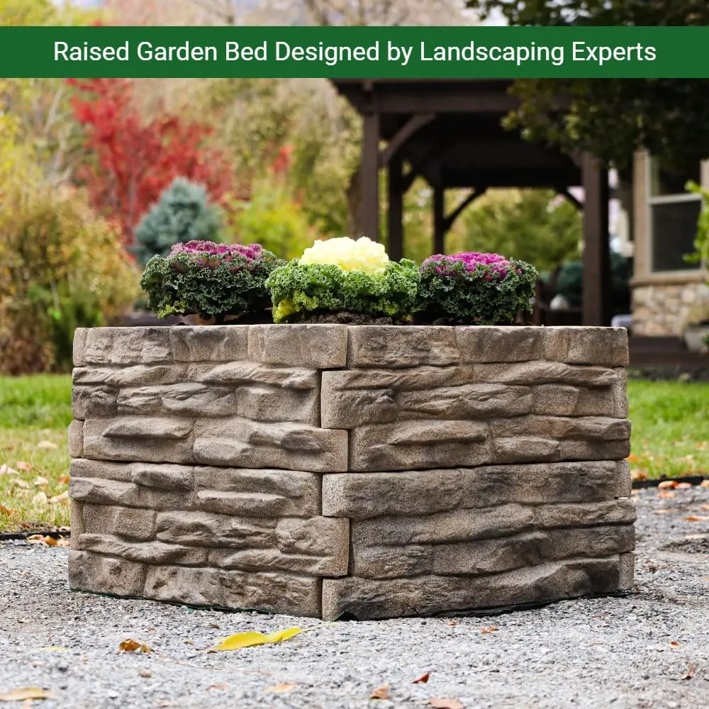 Raised Garden Bed, Natural Stacked Stone Look, Heavy Duty and Customizable Composite Polyurethane Planter Box,, Customized