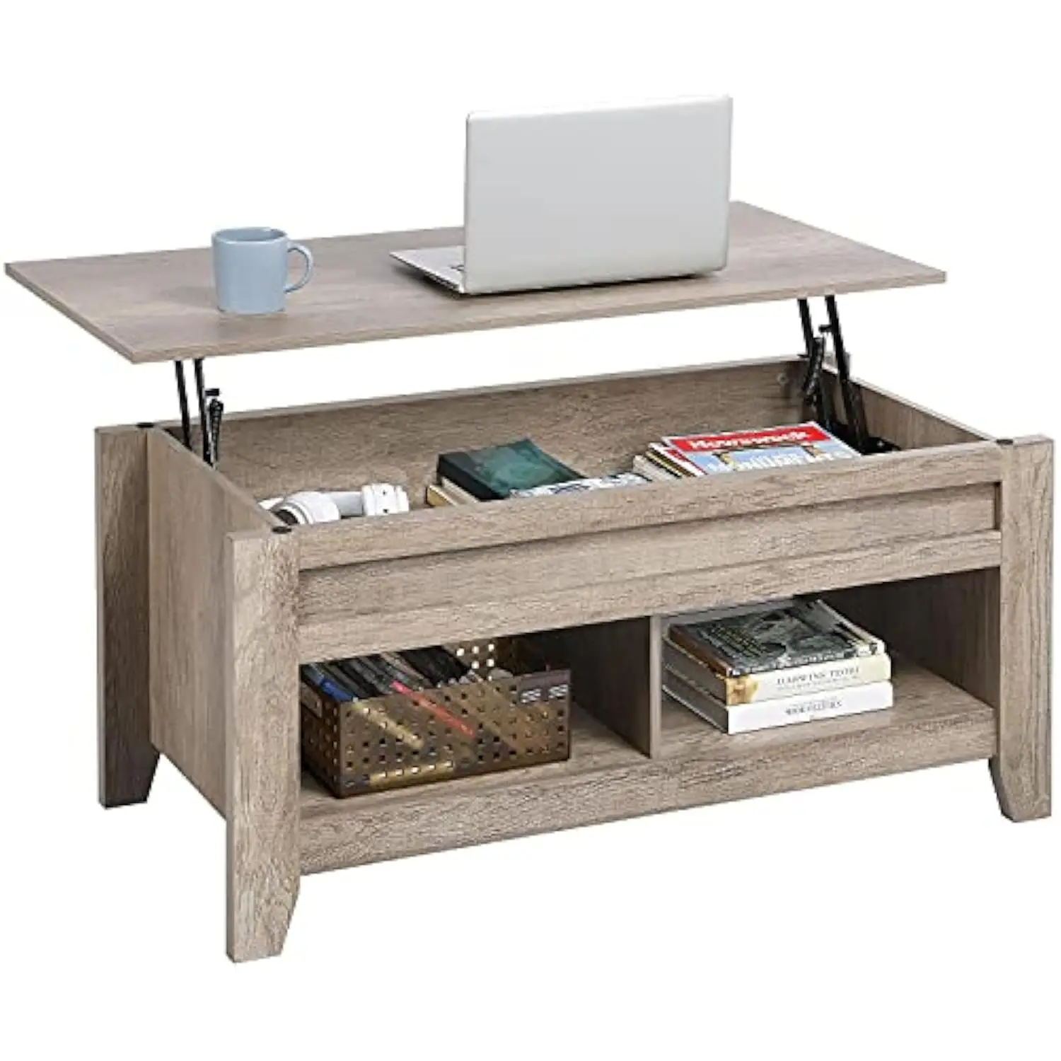

Lift Top Coffee Table, Coffee Table with Hidden Storage Compartment & Lower Shelf, 41in Center Table for Living Room, Office,
