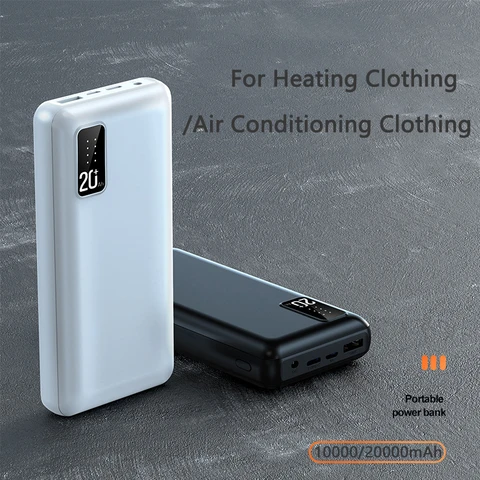 20000 мАч Power Bank для жилета с подогревом, куртки, кондиционера, одежды, Powerbank с портом постоянного тока 7,4 В, Bateria для iphone, все смартфоны