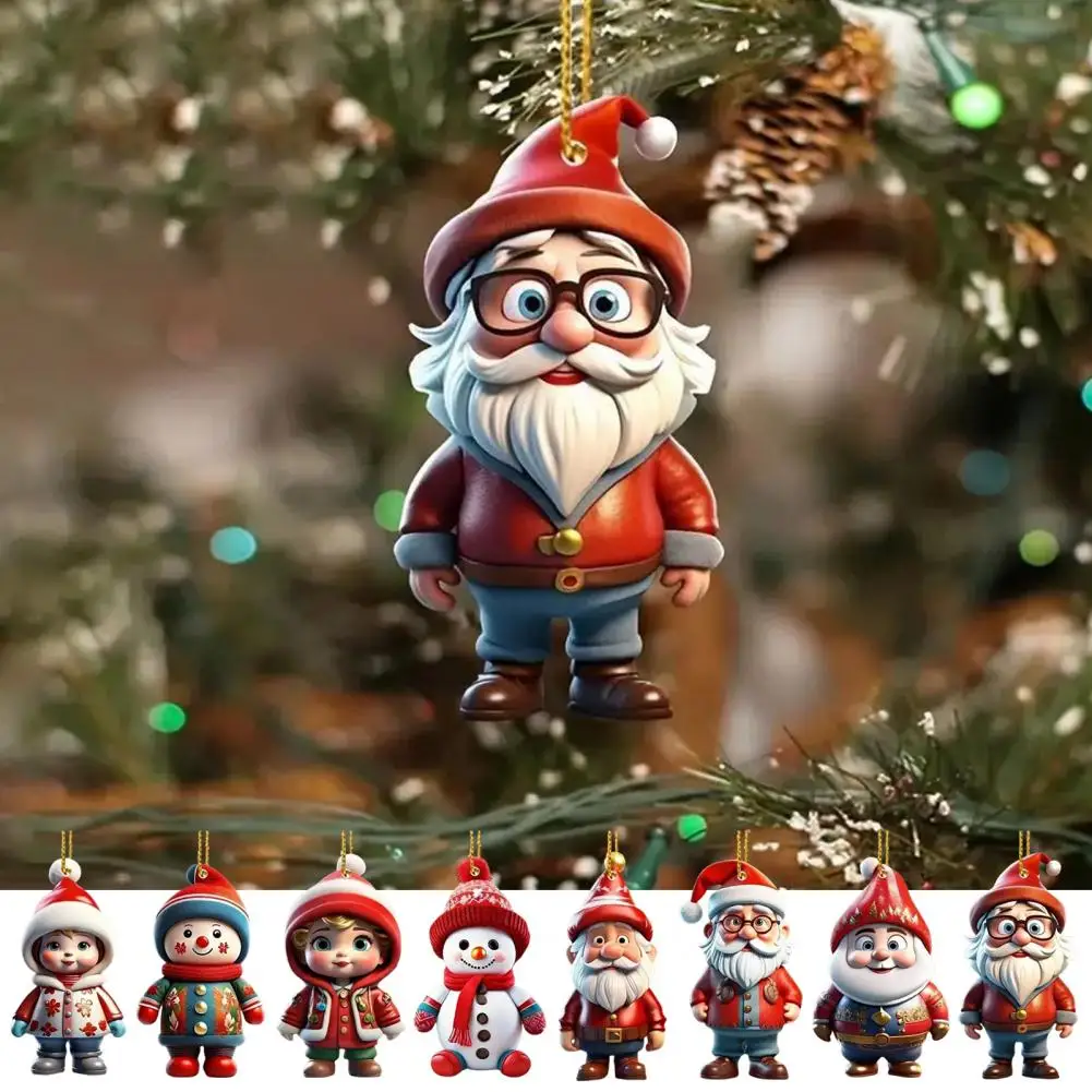 Fine Workmanship Ornaments Colorful Cartoon Christmas Ornaments for Festive Home Decor Acrylic Dwarf Tree Pendant for Xmas