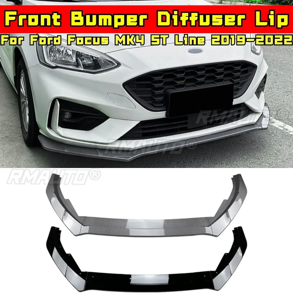 

For Ford Focus MK4 ST Line 2019-2022 Front Bumper Spoiler Front Bumper Diffuser Lip Protector Guard Splitter Modification Part
