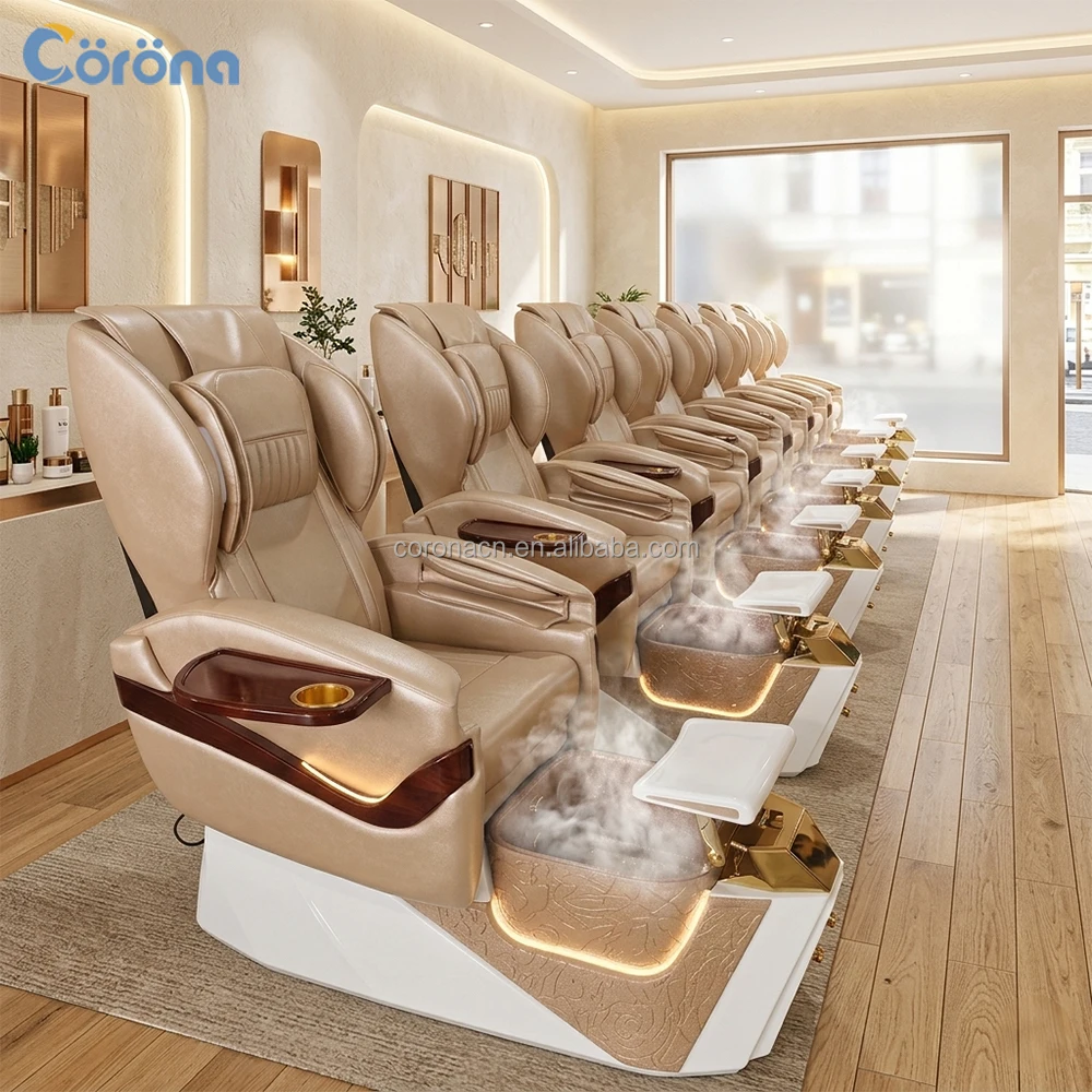 Nail Salon Furniture Luxury Electric Massage Foot Spa Care Chair Pedicure Chair With Foot Spa Basin