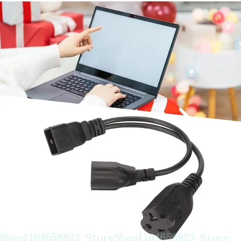 652F IEC C14男性プラグエクステンションパワーケーブル3pinコネクタIEC320-C14からNEMA 5-20R+5-15Rコンバーターアダプターケーブルコード