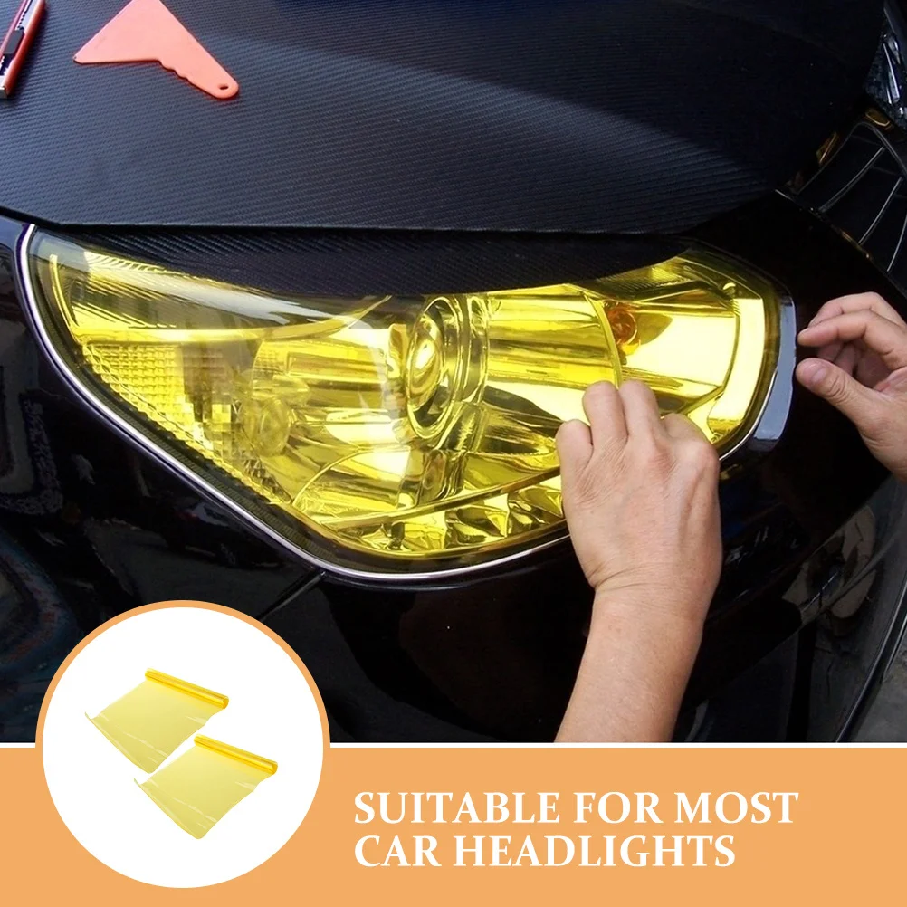 

2Pcs Car Headlight Tint Film Self Adhesive Durable Scratch Resistant Protective Film Wrapping for Headlight Fog Light