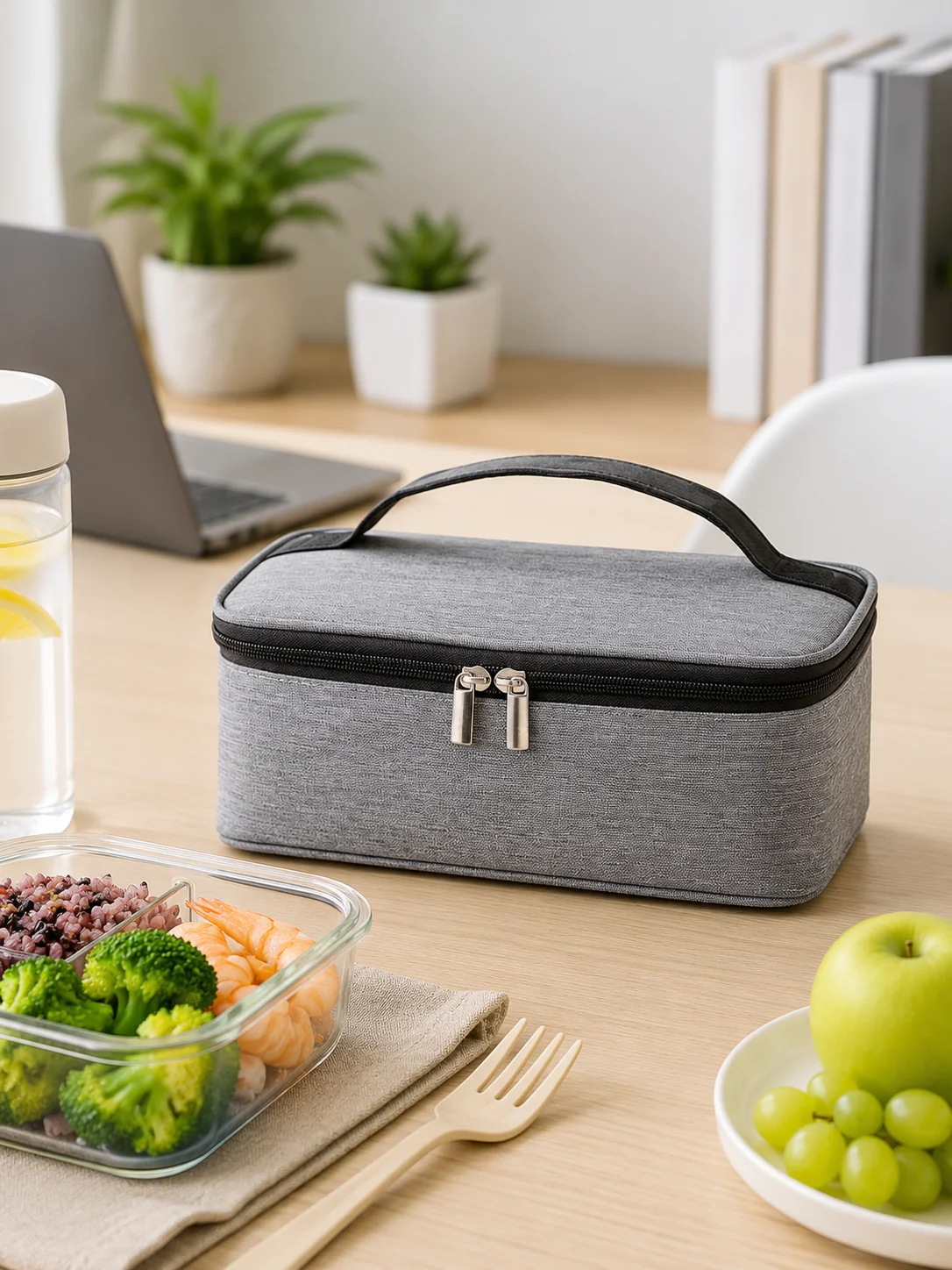 Portable Insulated Lunch Bag with Aluminum Foil Lining and Carry Handle, Bento Cooler Bag for School, Work, Travel and Picnic