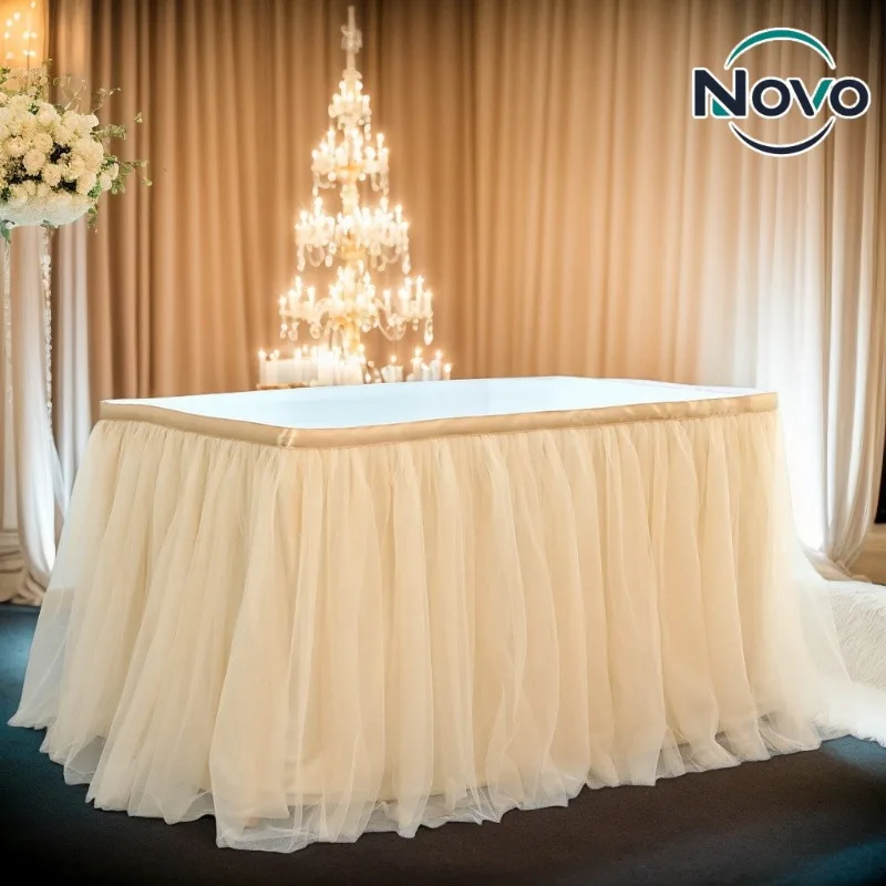 Tulle Table Skirt Tutu Ruffle Tablecloth for Rectangle Round Tables Birthday Party Wedding Baby Shower Decorations Table Cover