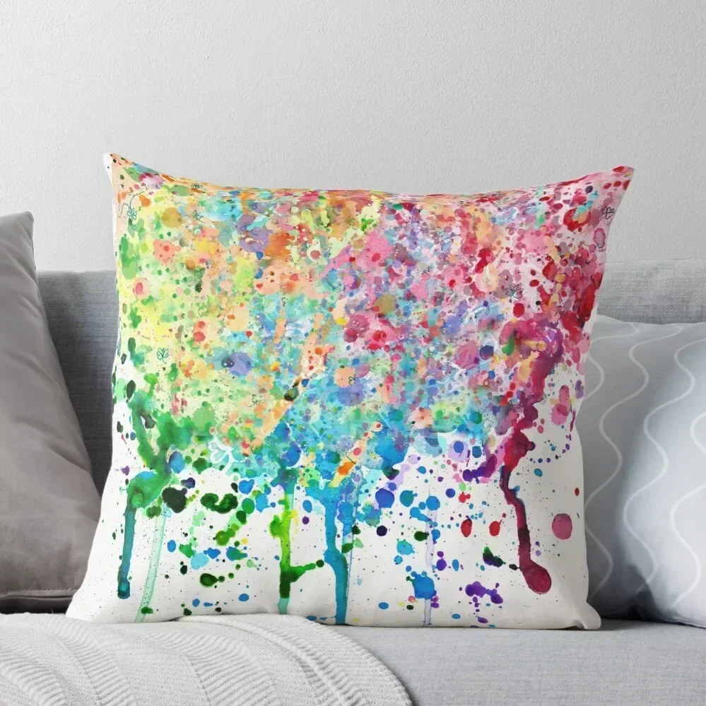 Rainbow Paint Splatter Drip Throw Pillow Sofa Cushions Decorative Cushions pillow pillowcase pillow