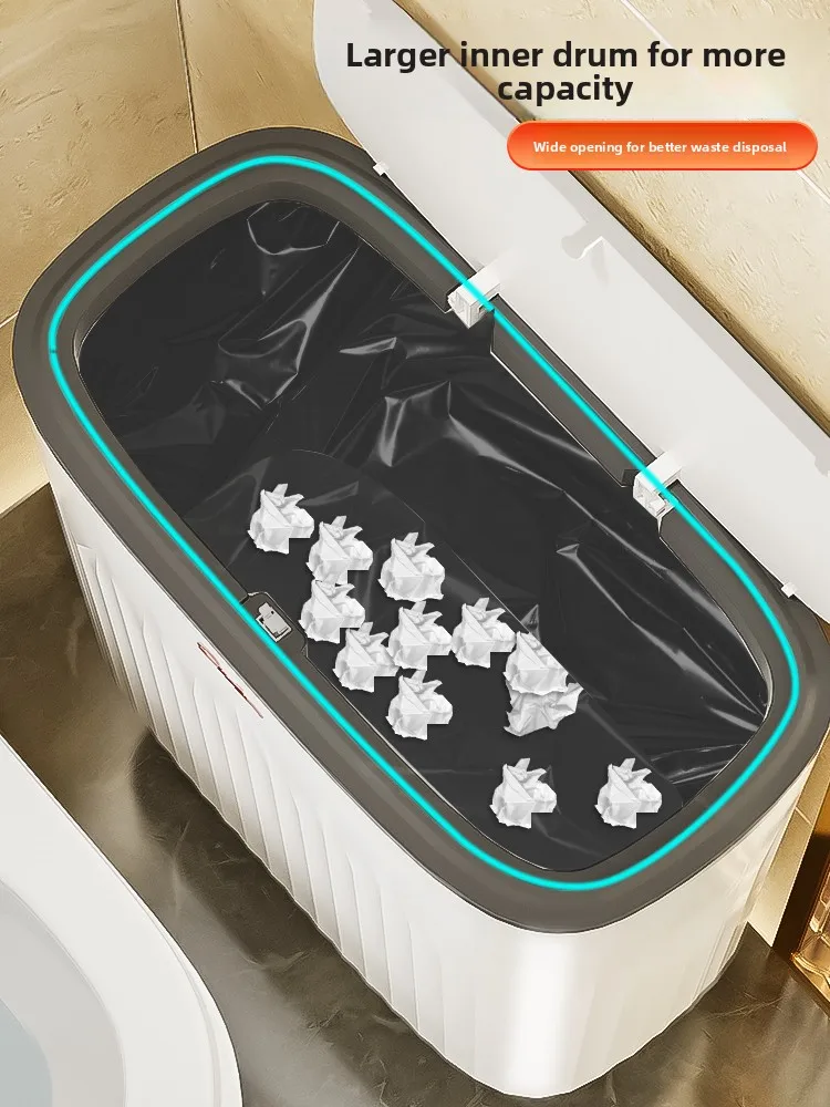Bathroom Trash Can Wall Mounted Large Capacity Narrow Size Toilet Dedicated Cover Included Home Use Luxury Plastic Press Open