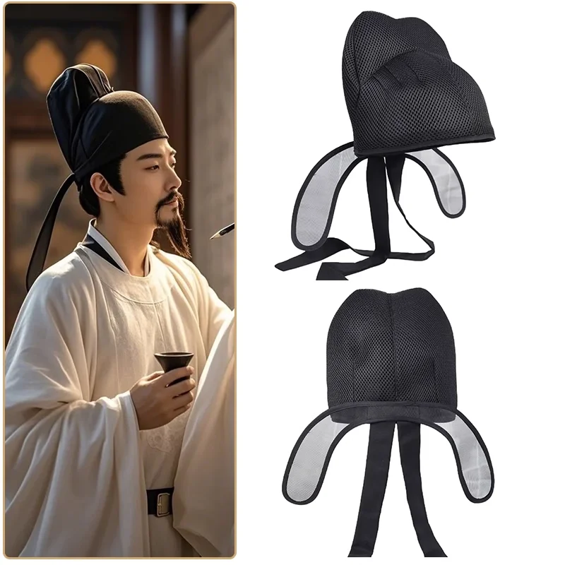 Black Libai Hat Chinese Ancient Headgear Vintage Prime Minister Cosplay Tang Song Hats For Men Free Size (58-60cm))