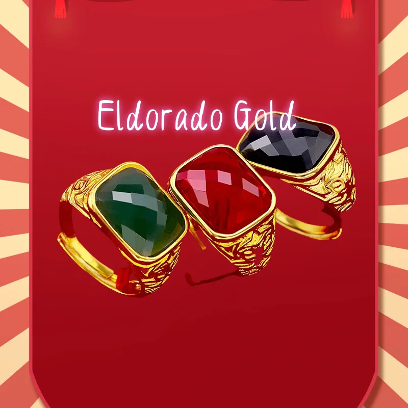 

2025 Lover's giftAU999 24K Gold Adjustable Men's Ring | Oval ruby with diamond halo, flame - patterned surface, adjustable & edg