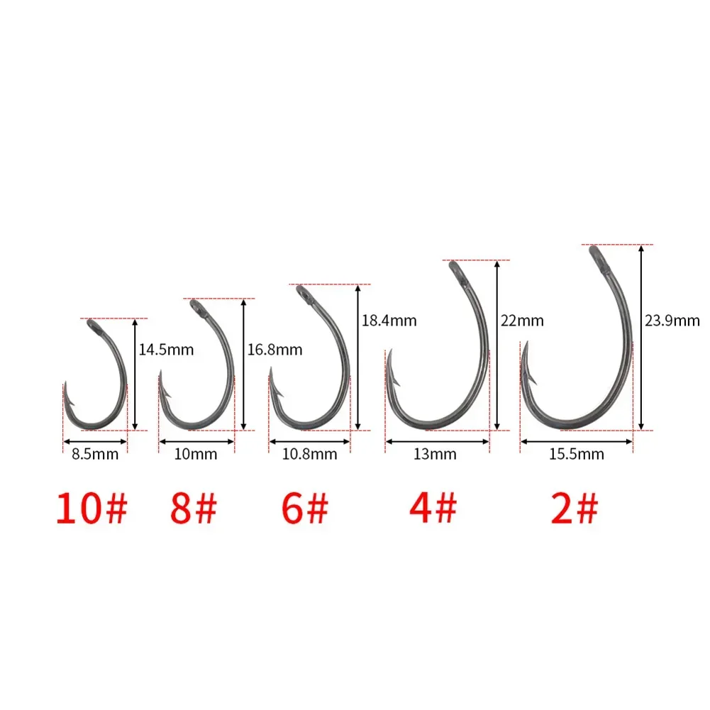 HIRISI 50PCS Fishing Barbed Hook Curve Shank Professional Series Carp Hooks Hair Rigs Portable Tackle Tools High Quality Part