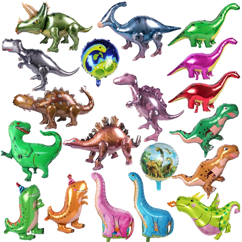 Large 4D Walking Dinosaur Foil Balloons  Boy Birthday Party Decoration Kids Toy Air Globos Baby Shower Dino Themed Party Favors