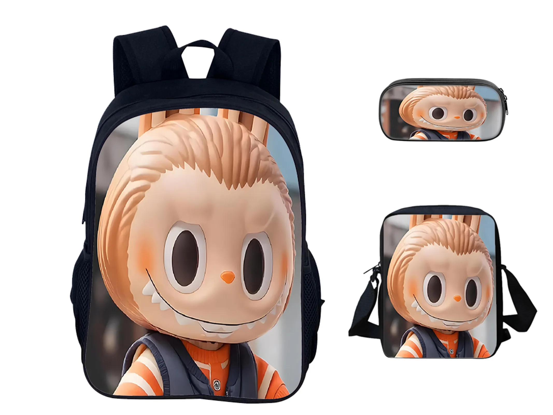

Labubu Multifunction Fashion Daypack,Cute Shoulder Bag and Pencil Case 3Pcs Set-Student Cartoon Backlpack for School