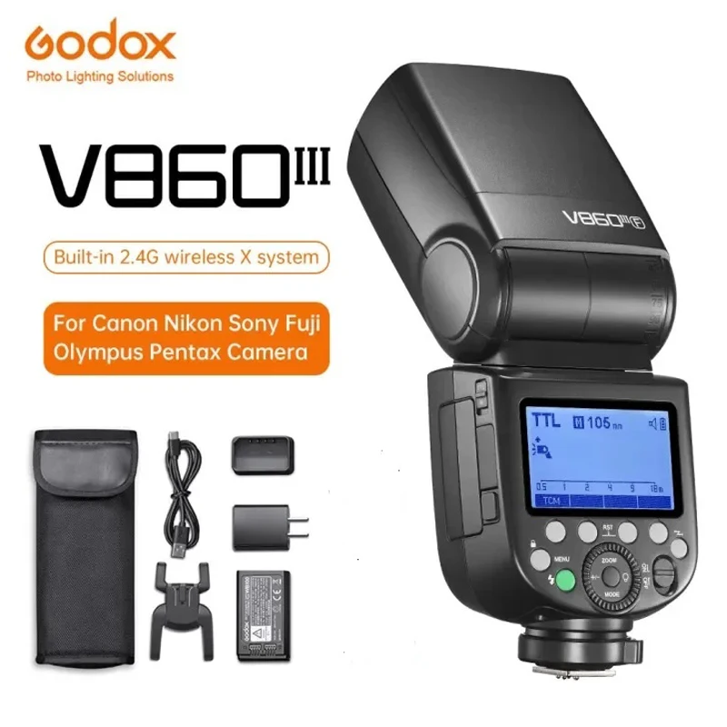 Godox V860III Flash For SONY/Nikon/Canon/Fuji/Olympus/Pentax Camera Flash E-TTL HSS Flash SLR Micro Single Camera HSS Flash