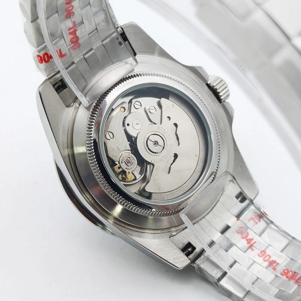 39MM NH35 Full Automatic Mechanical Watch 28.5mm Dial luminous 24 Hour GMT Bezel Stainless Case Sapphire glass Waterproof