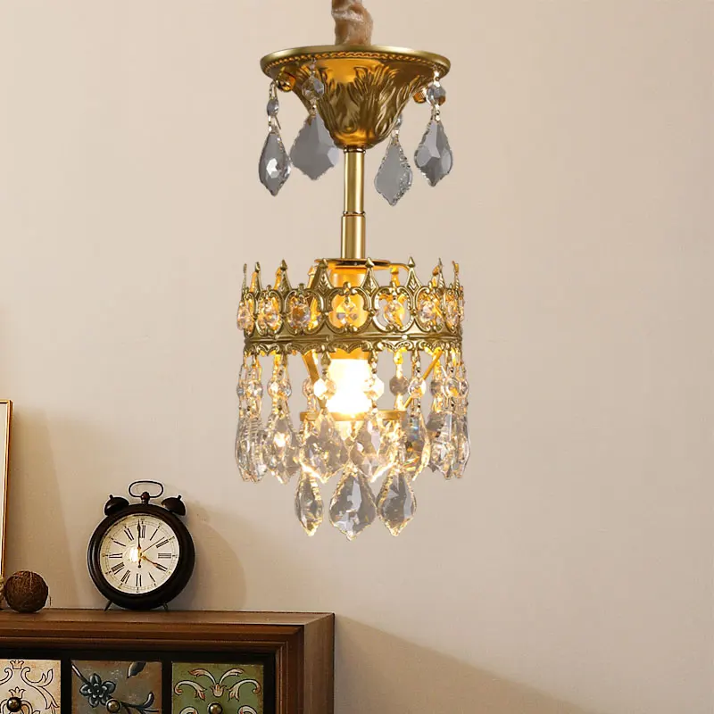 

American Style Living Room Dining Table Corridor Small Pendant Lamp Hotel Bedroom Cloakroom Crystal Pendant Light