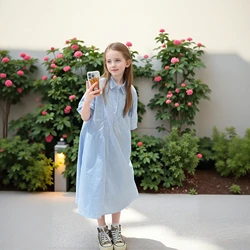 Summer Dresses for Girls Fashion Casual Shirt Princess Dress Kids Clothes Holiday Daily Chic Flowy Graceful Teen Children Dress