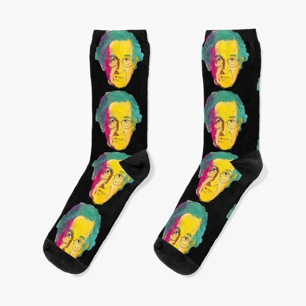 

Noam Chomsky colorful illustration Socks Soccer Hiking boots Running Mens Socks Women's