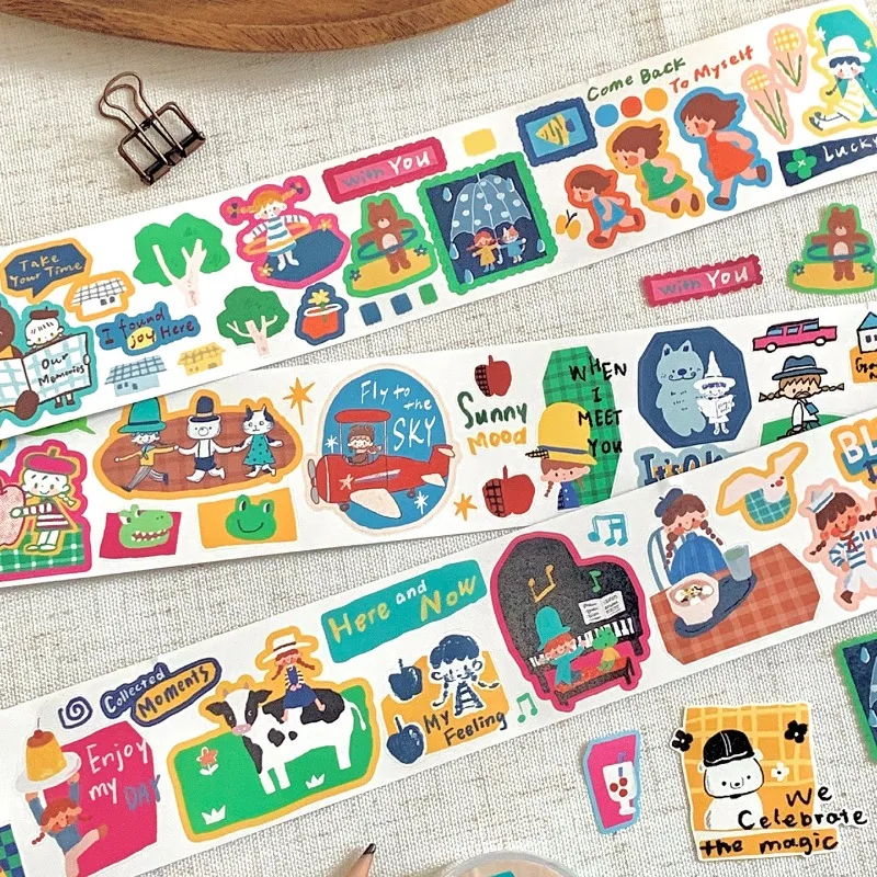 Zzoton Rainbow March My Feeling Die Cut Write Paper Tapes Craft Supplies DIY Scrapbooking Card Making Plan Sticker