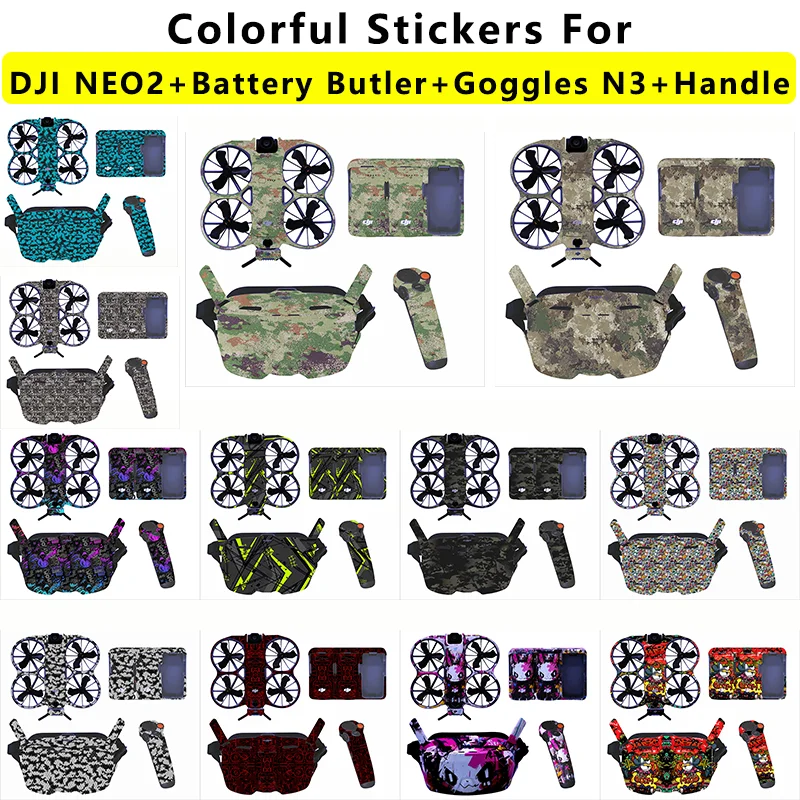 Autocollant pour Drone DJI NEO 2, lunettes N3/RC Motion 3, autocollants décoratifs pour batterie de majordome de charge, Film de protection coloré, accessoire