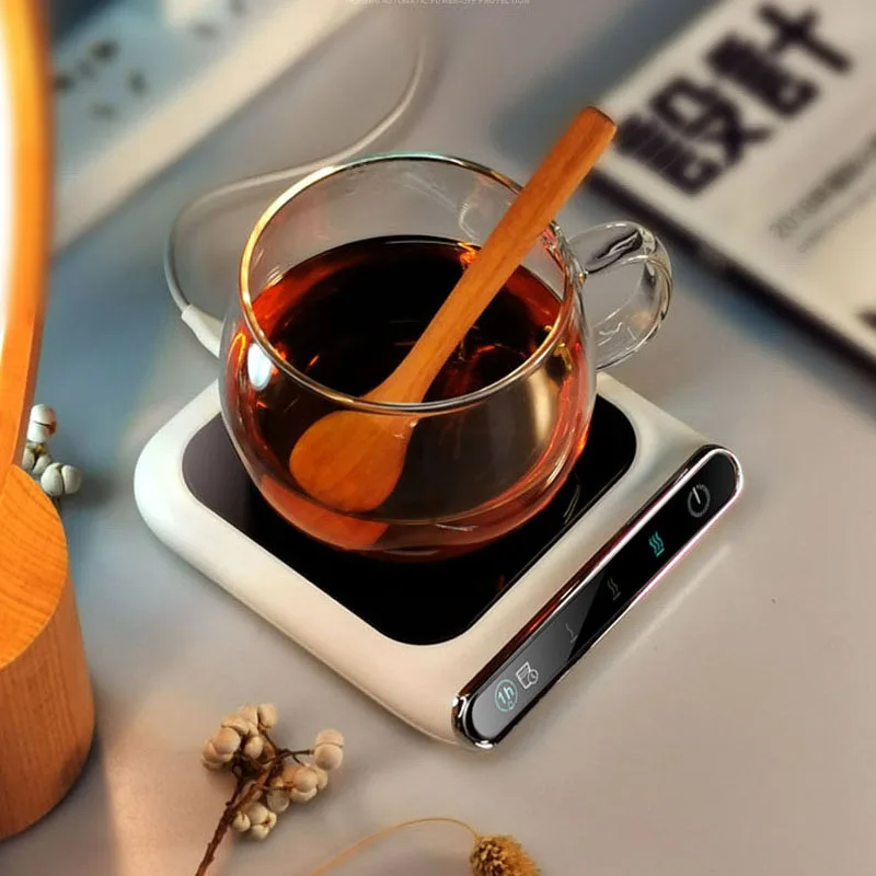 Pemanas cangkir 5V, pembuat teh panas termostatik pintar, pemanas Desktop 3 gigi, bantalan penghangat untuk kopi, susu, teh