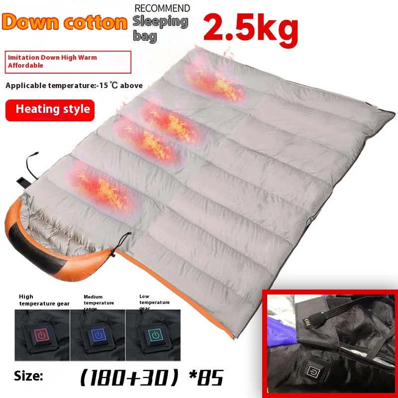 4 zone Electric Heated Sleeping Bag Down Cotton Pads 3 Gear USB Heat Ultralight Outdoor Camping Mattress Thermal Pad Heating Mat