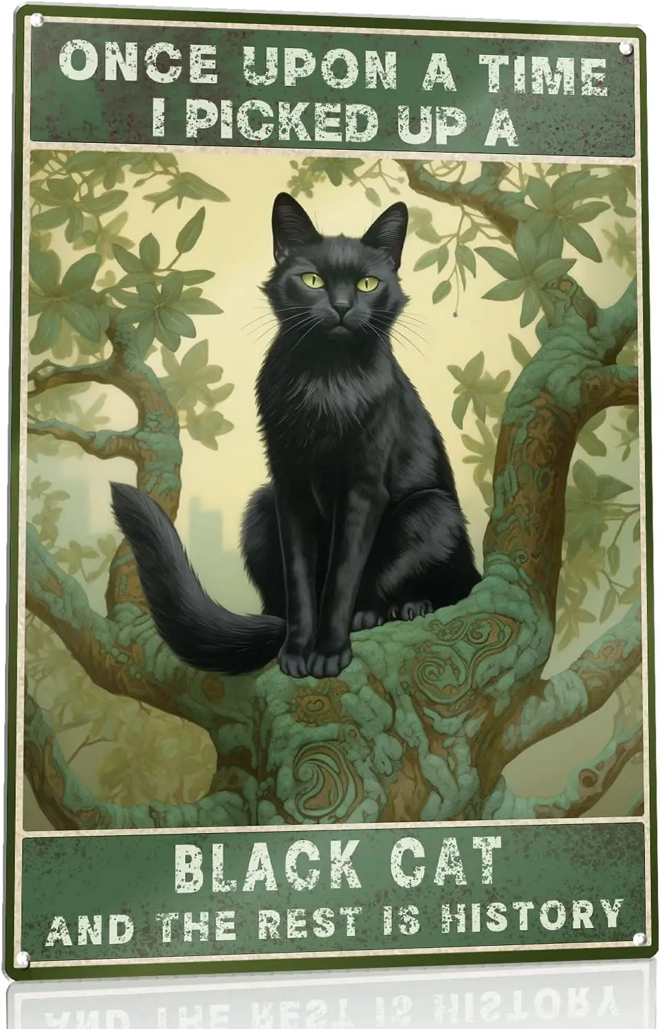 Once Upon a Time I Picked Up a Black Cat and The Rest is History Tin Sign Wall Art For Office Farm For Women And Men  in