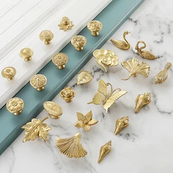 1pcs Round Brass Gold Furniture Handles For Drawers Bathroom Kitchen Storage Cabinet Pulls Wardrobe Shoe Cupboard Door Knob