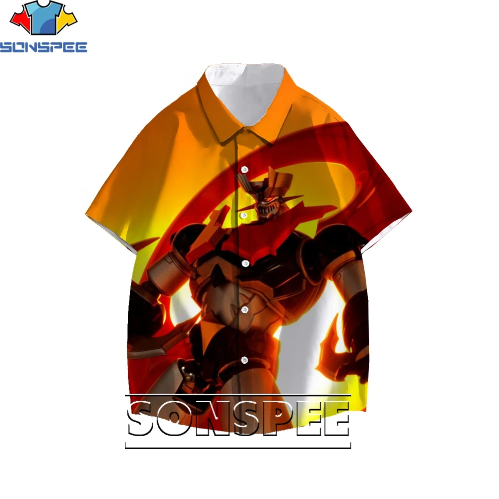 Sonspee impressão 3d mazinger z dos desenhos animados anime blusa havaiana das senhoras camisas divertidas solto tendência casual personalidade harajuku