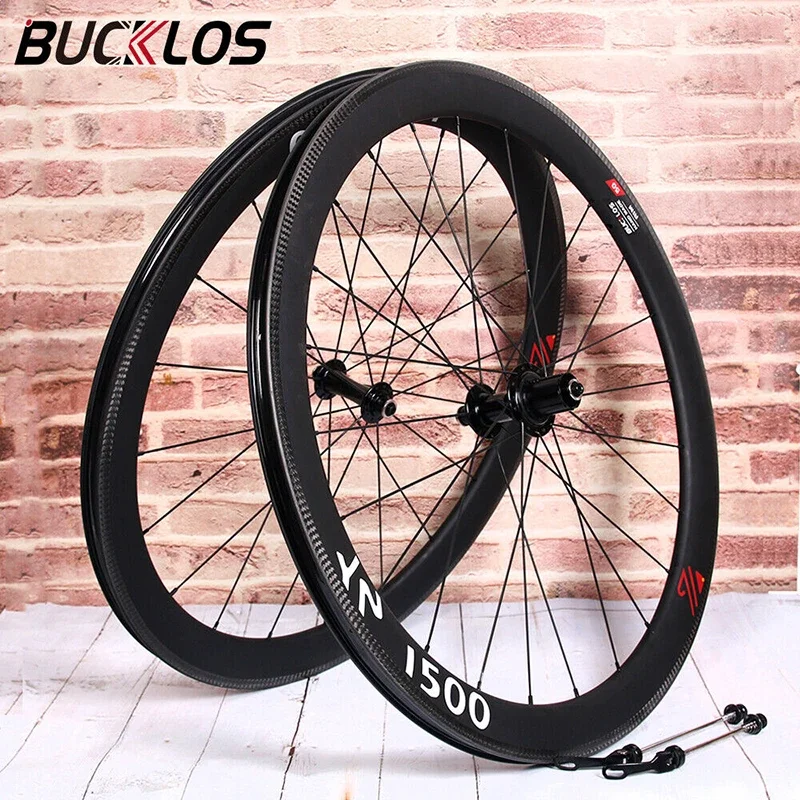 

BUCKLOS Road Racing Bike Wheelset 700C Carbon Rim Clincher Bicycle Wheels Tubeless 38mm Wheels QR V Brake 11 Speed Wheelset